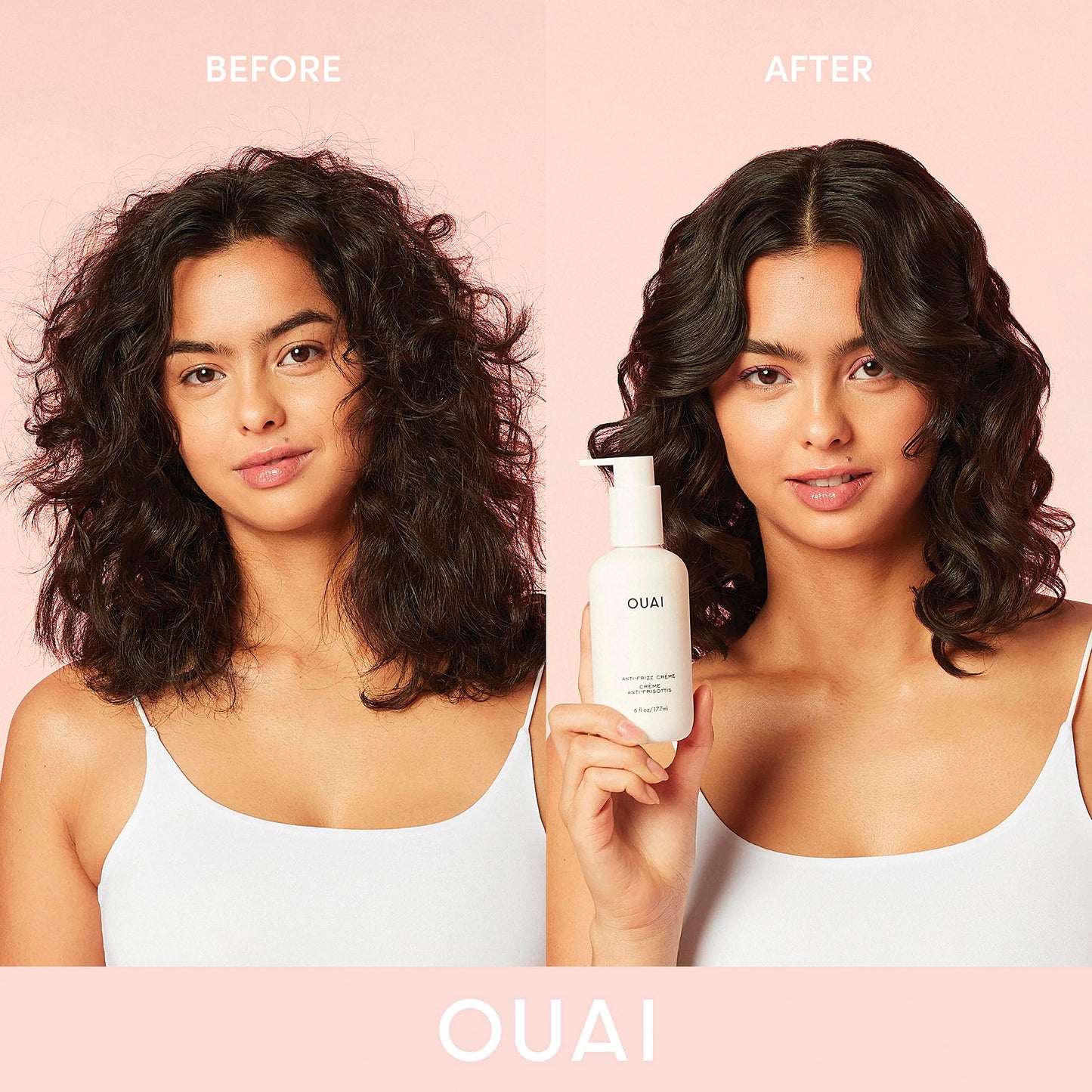 OUAI Anti Frizz Cream Travel Size - Moisturizing Hair Cream with Frizz Control & Heat Protection - Provides Hydration with Jackfruit & Beetroot Extract - Paraben, Phthalate & Sulfate Free (3 oz)