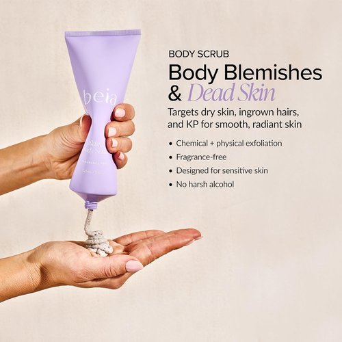 Beia Body Scrub - Gentle Exfoliating Scrub with Glycolic Acid & Rice Extract - Hydrates & Soothes Sensitive Skin | 7.6 Oz