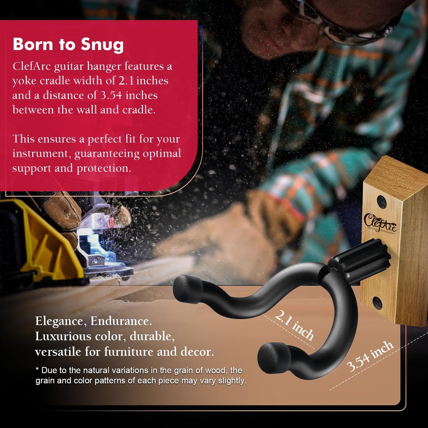 Guitar Wall Mount Beech Wood - 2 Pack U-Shape Guitar Wall Hangers, Guitar Picks, Pick Holder, Guitar Stand Wall, Guitar Hanger, Gifts for Guitarists, with 6 Assorted Guitar Picks