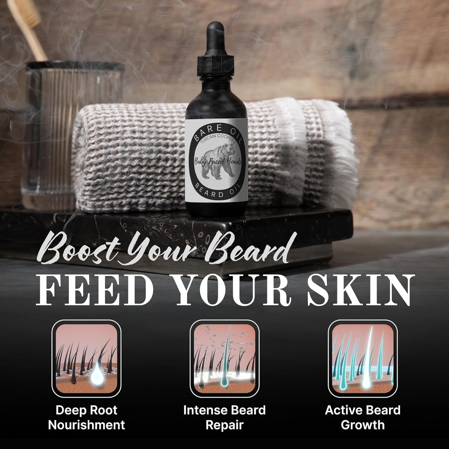 Tuscan Cooper's Beard Oil for Men - Hydrating & Nourishing Natural Softener | Unscented Coconut, Jojoba & Almond