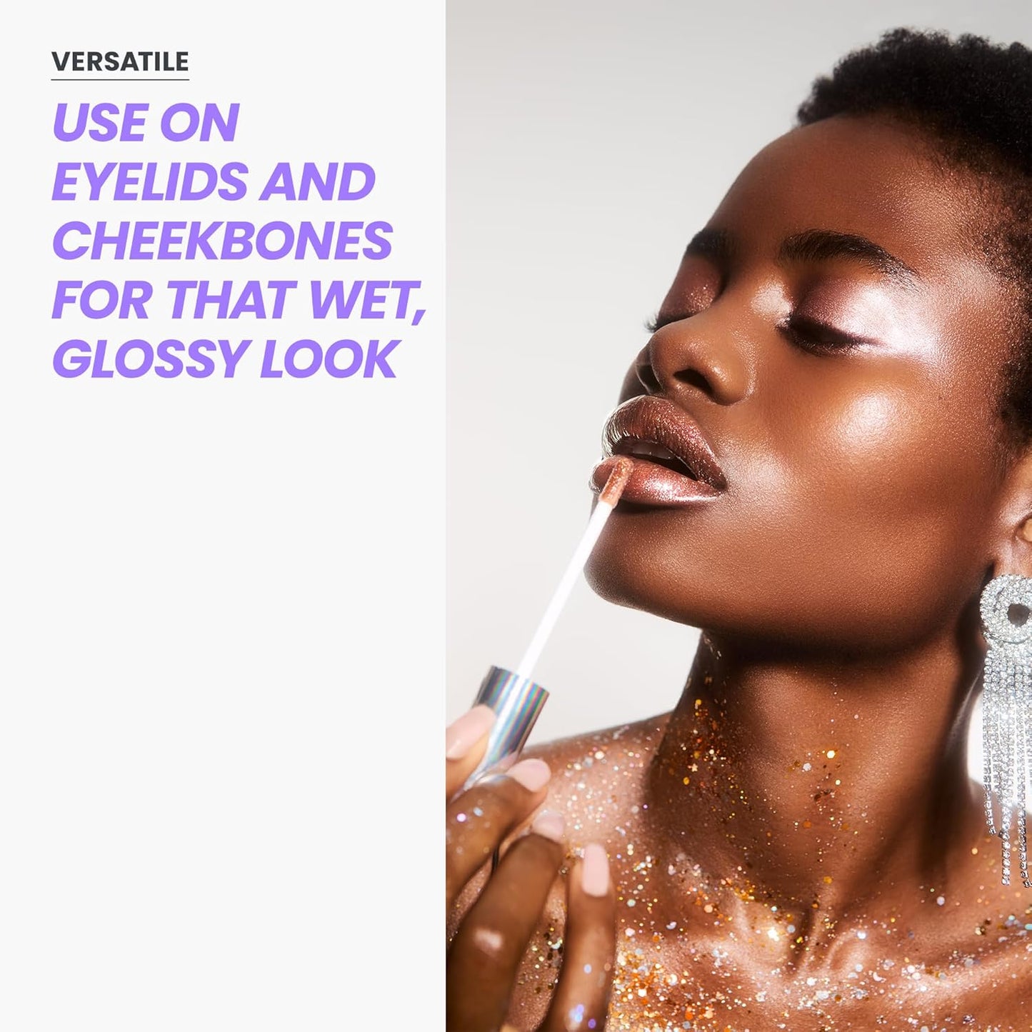 Wonderskin Lip Gloss - Hydrating Gold Glitter Blading Top Gloss for High Shine Finish