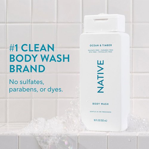 Native Body Wash - Naturally Derived Ingredients for Soft, Hydrated Skin | Ocean & Timber, 18 oz