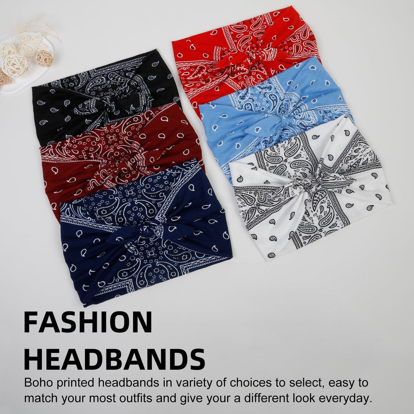 Huachi 6 Packs Bow Headbands for Women 7’’ Extra Wide Printed Head Bands for Women’s Hair Non Slip Headwraps Workout Turban Hair Accessories