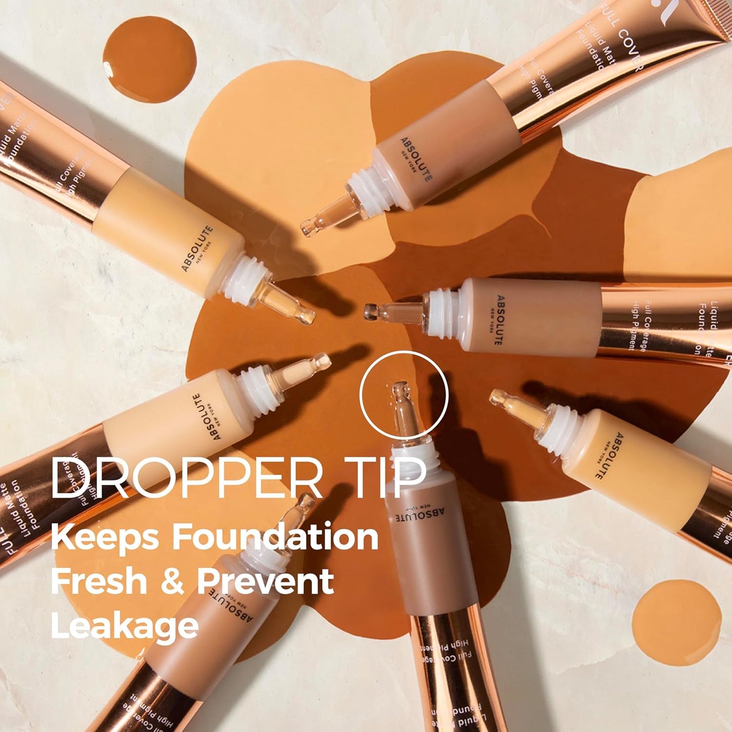 Absolute New York Full Cover Liquid Matte Foundation - Creamy Oil-Free Formula with Dropper Tip | Natural Finish