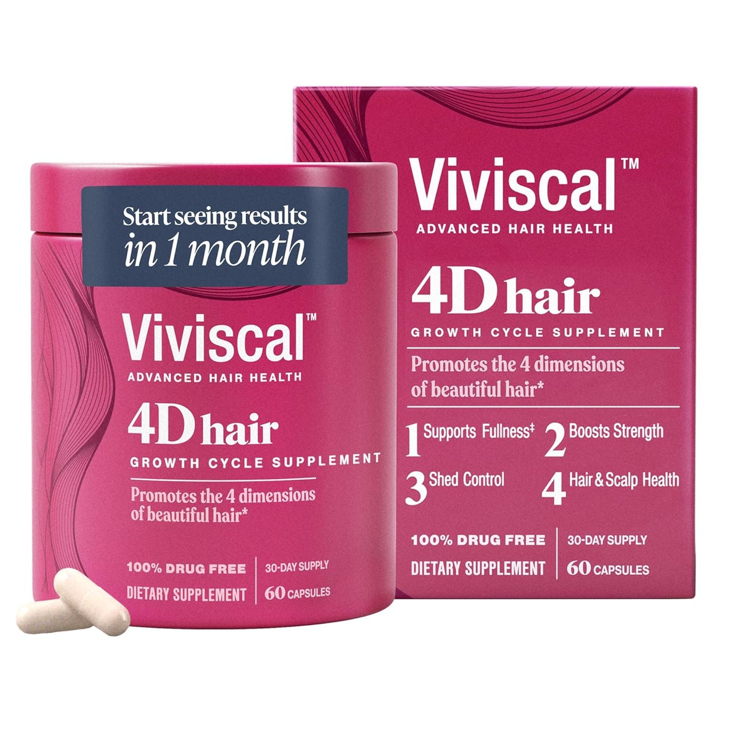 Viviscal 4D Hair Growth Supplements for Women - Full, Strong, Healthy Hair | 30-Day Supply, 60 Count
