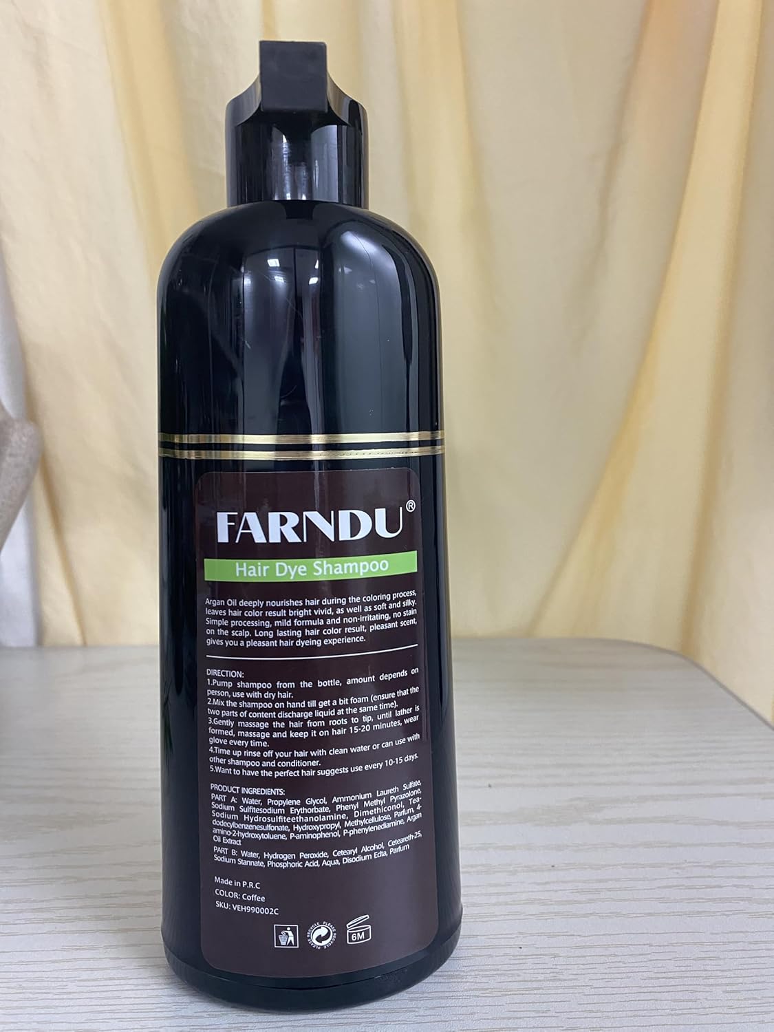 Coffee Hair Dye Shampoo for Women & Men - Gray Coverage 3 In 1 Natural Color Shampoo