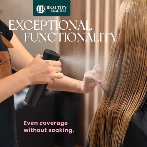 BeautifyBeauties Hair Spray Bottle – Ultra Fine Continuous Water Mister for Hairstyling, Cleaning, Plants, Misting & Skin Care (Black)