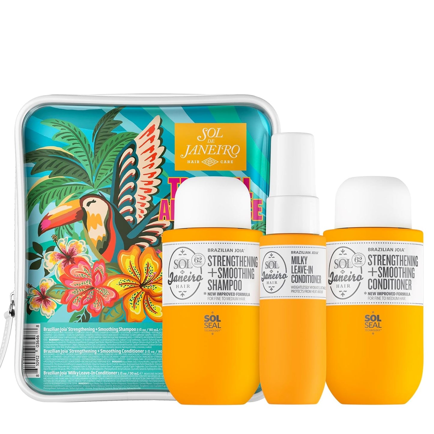 Sol de Janeiro Tropical Abundance Hair Repair Trio Travel Set - Sulfate Free Shampoo & Conditioner | TSA Friendly