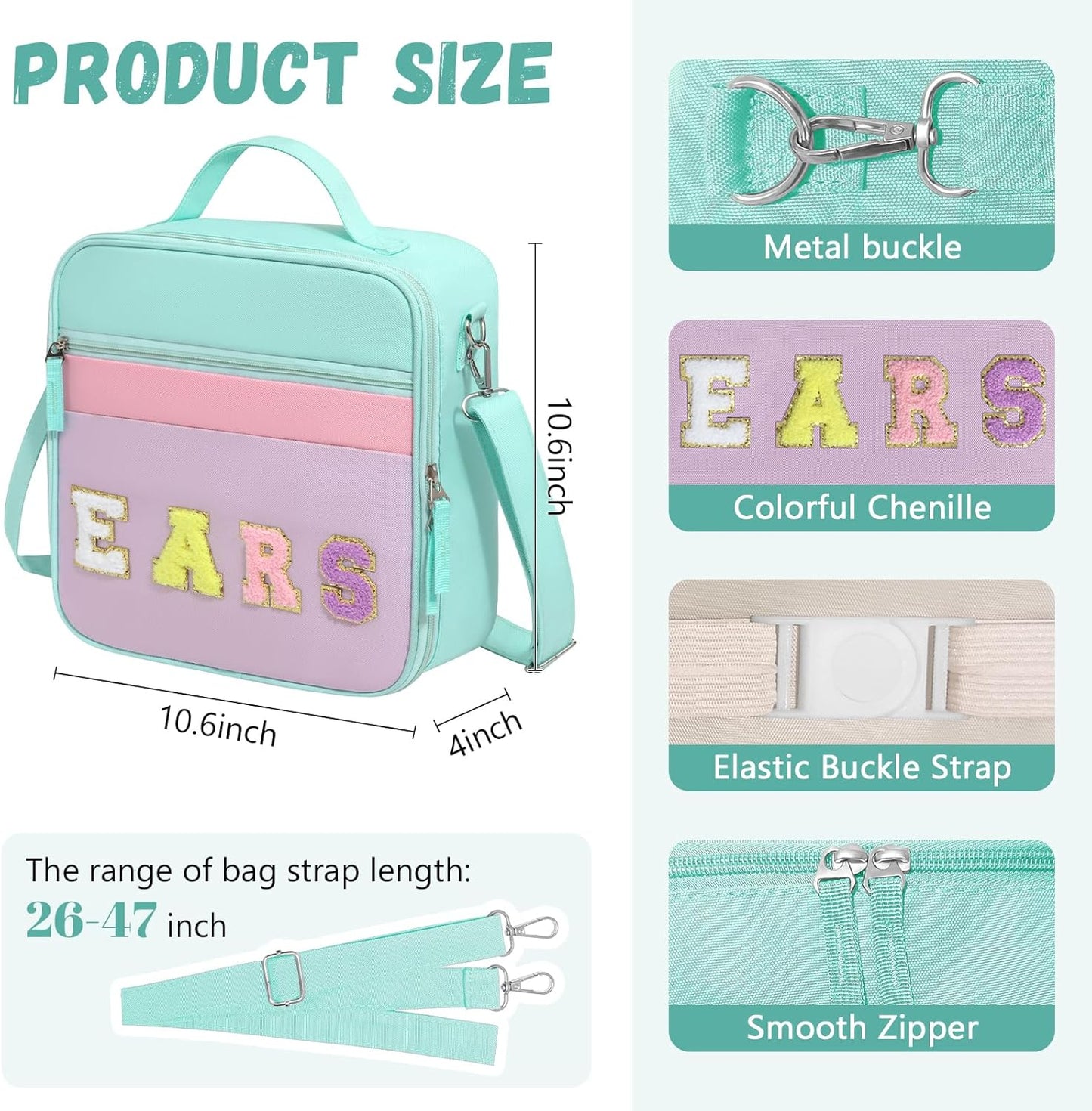WOOMADA Travel Case - Letter Bow Mouse Ears Headband Holder & Hair Accessories Organizer Bag for Women