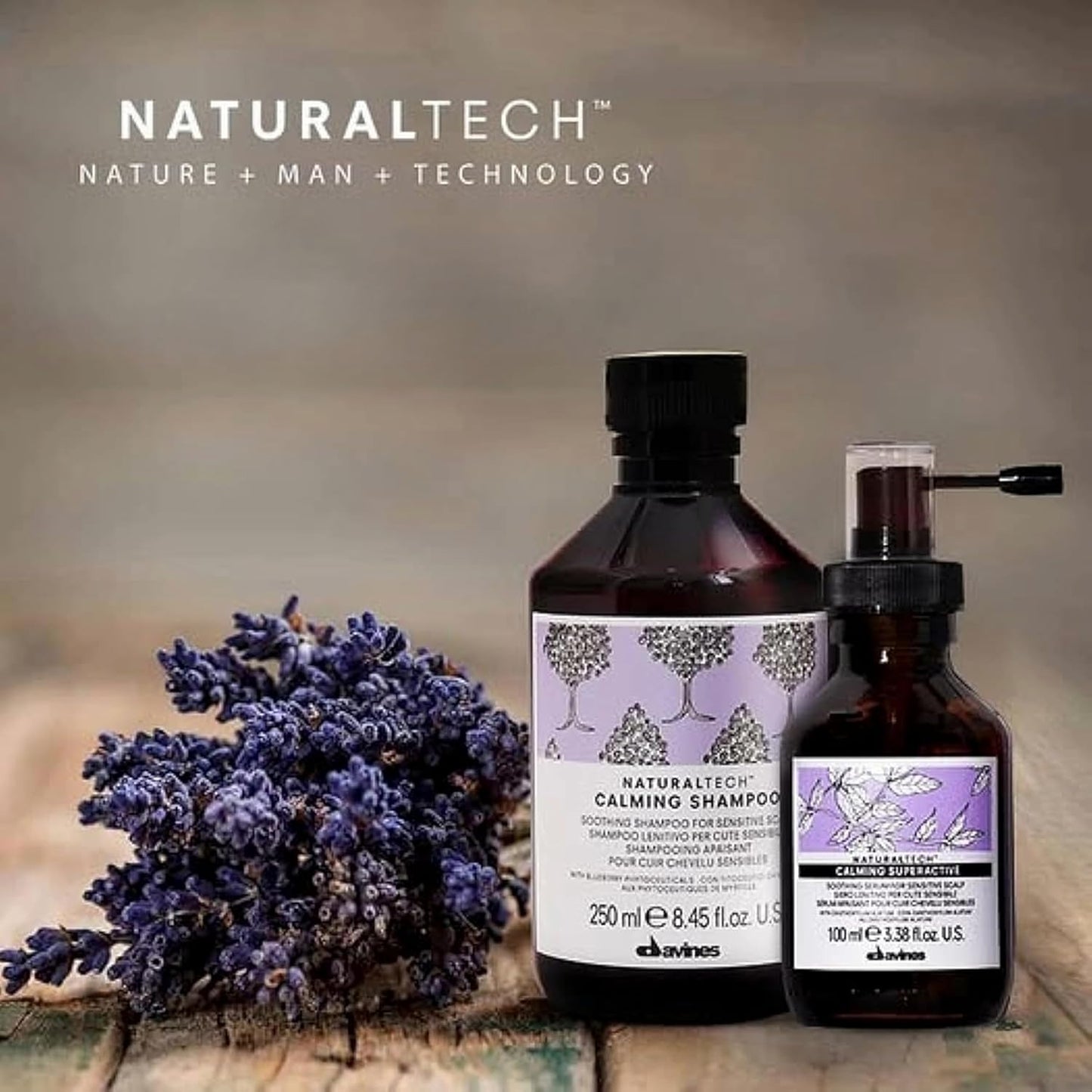 Davines Naturaltech Calming Superactive Leave-In Serum - Soothes Sensitive Scalp with Blueberry Phytoceuticals, 3.38 Fl Oz