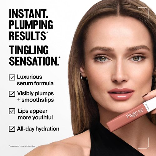 REVLON PhotoReady Plumping Gloss Serum - Hydrating, Non-Sticky Shine | 009 Lip Floaties, 0.25 fl oz