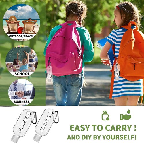 Abodhu 30Pcs Empty Hand Sanitizer Travel Bottles with Keychain 2.03oz/60ml Portable Clear Leakproof Portable Refillable Plastic Squeeze Containers