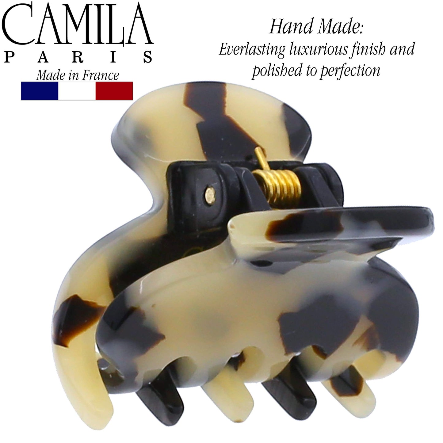 Camila Paris CP3066 French Hair Clip for Women, Handmade, Ivory Tokyo, Small, Girls Hair Claw Clips Jaw, Durable Styling Hair Accessories for Women, Strong Hold Grip, Made in France