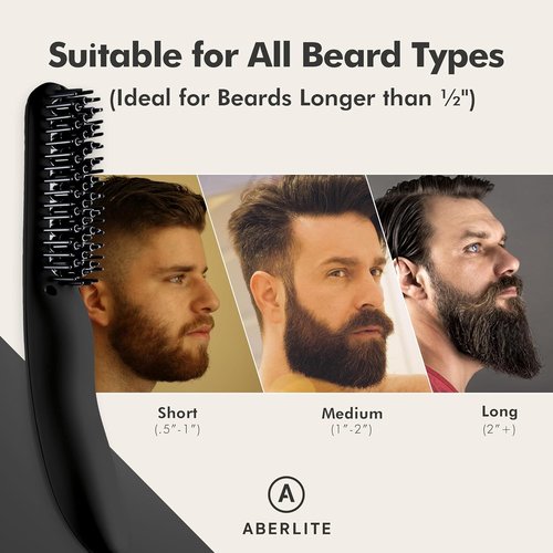 Aberlite EDC Heated Beard Straightening Brush - Professional Grooming Tool for 0.5" Plus Beards | Black