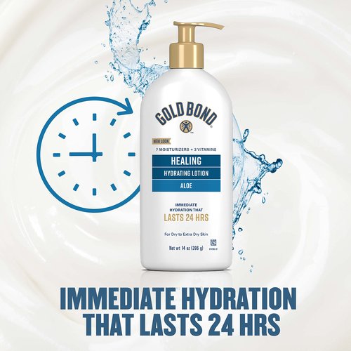 Gold Bond Healing Hydrating Lotion, 14 oz., Body Lotion with Aloe, Moisturizes, Immediate 24-Hour Hydration