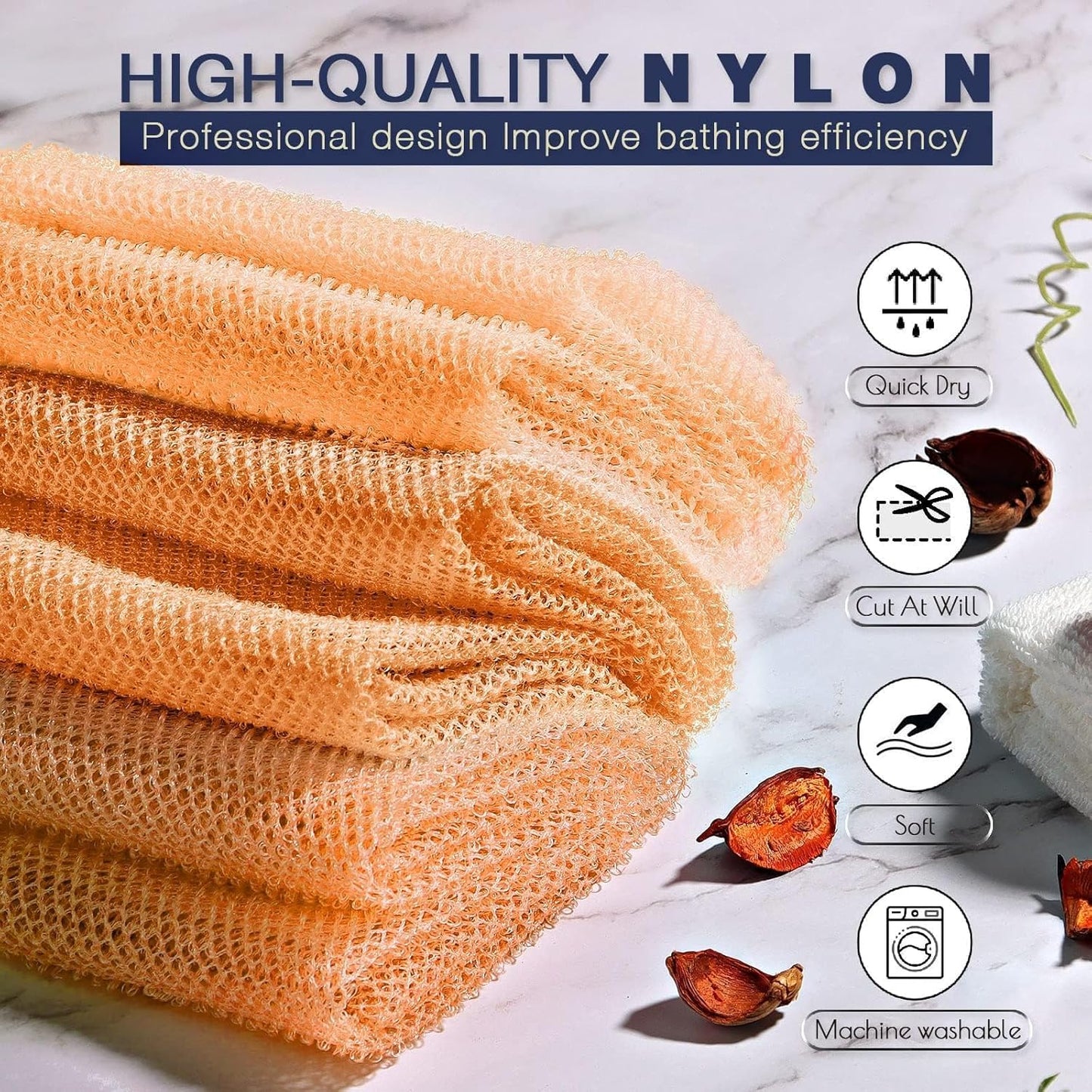 UJFQBH African Bath Sponge Set - Exfoliating Shower Body Scrubber for Smooth Skin | 3 Pieces in Yellow