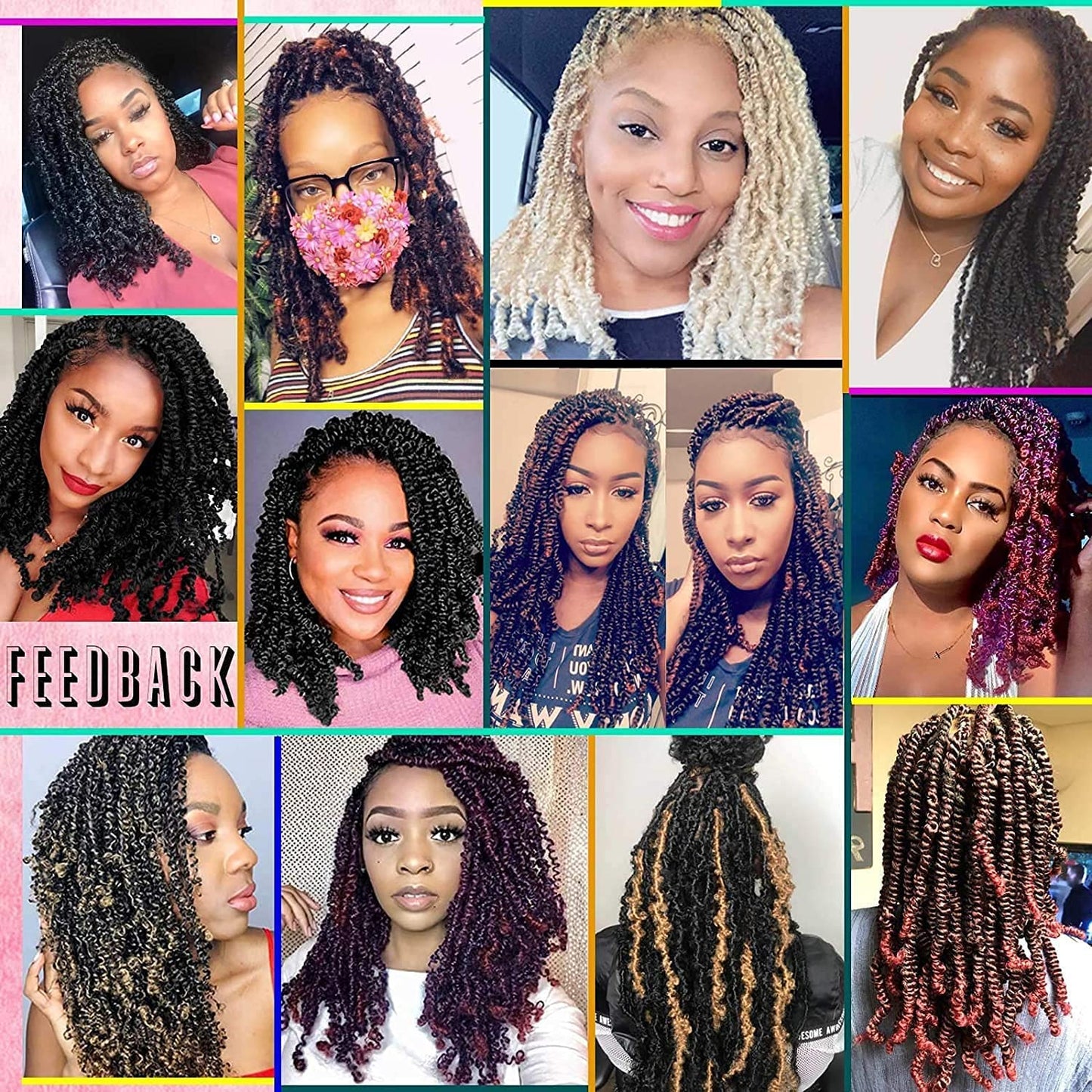 Xtrend 12 Inch 2 Packs Spring Twist Hair For Butterfly Faux Locks Crochet Braiding Hair Synthetic Fluffy Hair Extension For Black Women (PINK#)