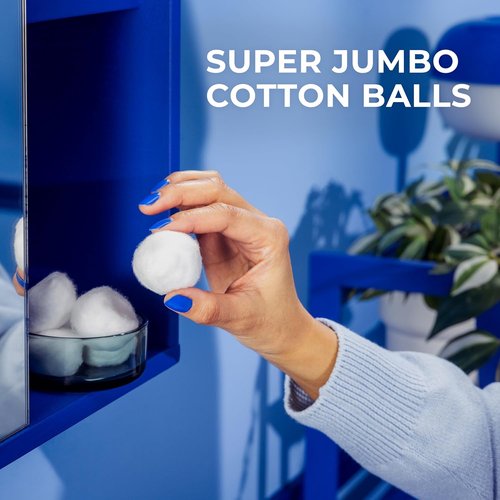 Q-Tips Super Jumbo Cotton Balls - 100% Thick Cotton for Beauty, First Aid & Baby Care | 100 Count