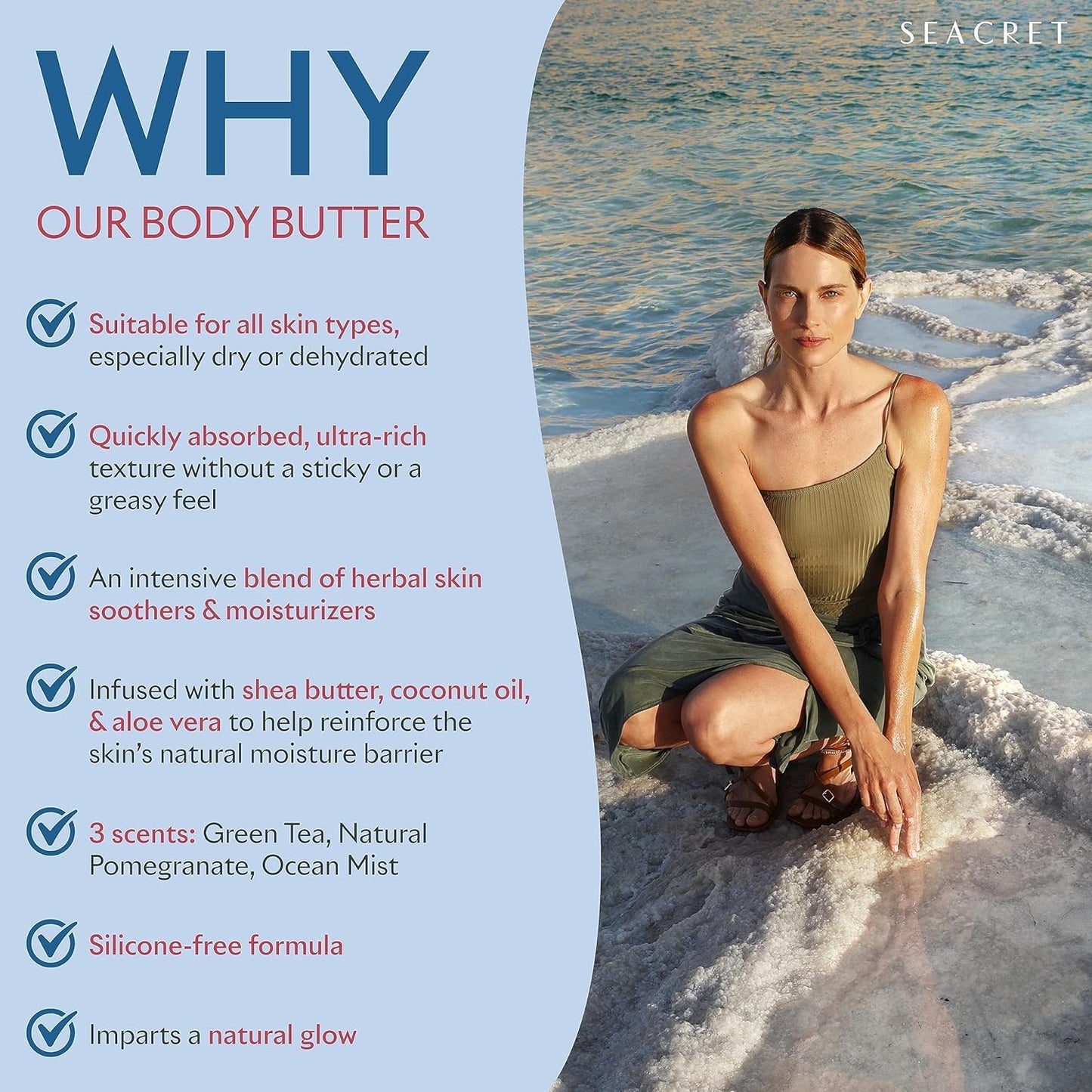 SEACRET Minerals Dead Sea Body Butter - Ultra-Rich Moisturizing Cream with Shea Butter & Coconut Oil | 8.5 fl. oz.