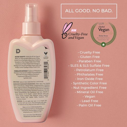 DAILY DOSE Leave-In Conditioner Spray - Award-Winning Moisture Detangler for Dry, Frizzy Hair | Vegan & Sulfate-Free