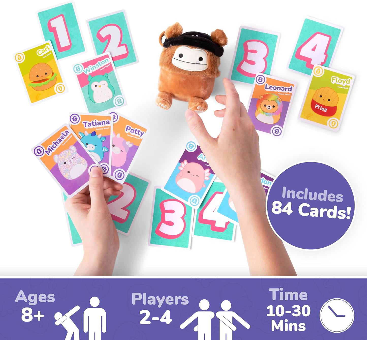 Squishmallows Take4 by Relatable, Exciting Games, Board Games and Card Games for Family Gatherings, Great for Kids Games, Includes 1 Exclusive Collectible Squishmallows, 84 Cards, and Instructions