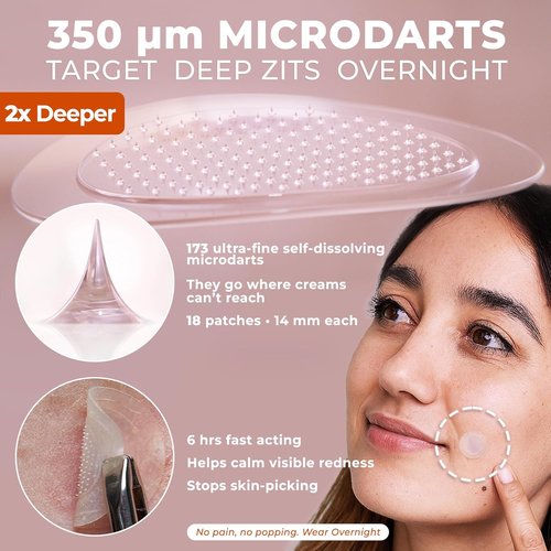 OMMA Korean Microdart Acne Patch - Effective Cystic Acne Treatment with Salicylic Acid & Tea Tree | 17mm Pimple Patches (18 Count)