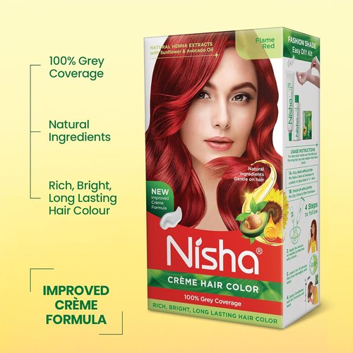 Nisha Creme Hair Color - Permanent Flame Red Hair Dye | 5.07 fl oz, Vibrant & Long-Lasting