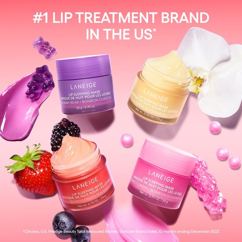 LANEIGE Lip Sleeping Mask Candy Cane: Nourish, Hydrate, Vitamin C, Murumuru & Shea Butter, Antioxidants, Flaky, Dry Lips