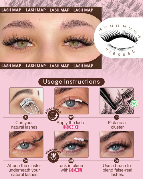 Goddvenus 250Pcs Natural Lash Clusters Kit Cluster Eyelash Extensions Kit Wispy DIY C Curl Individual Lashes Clusters With Bottom Eyelashes