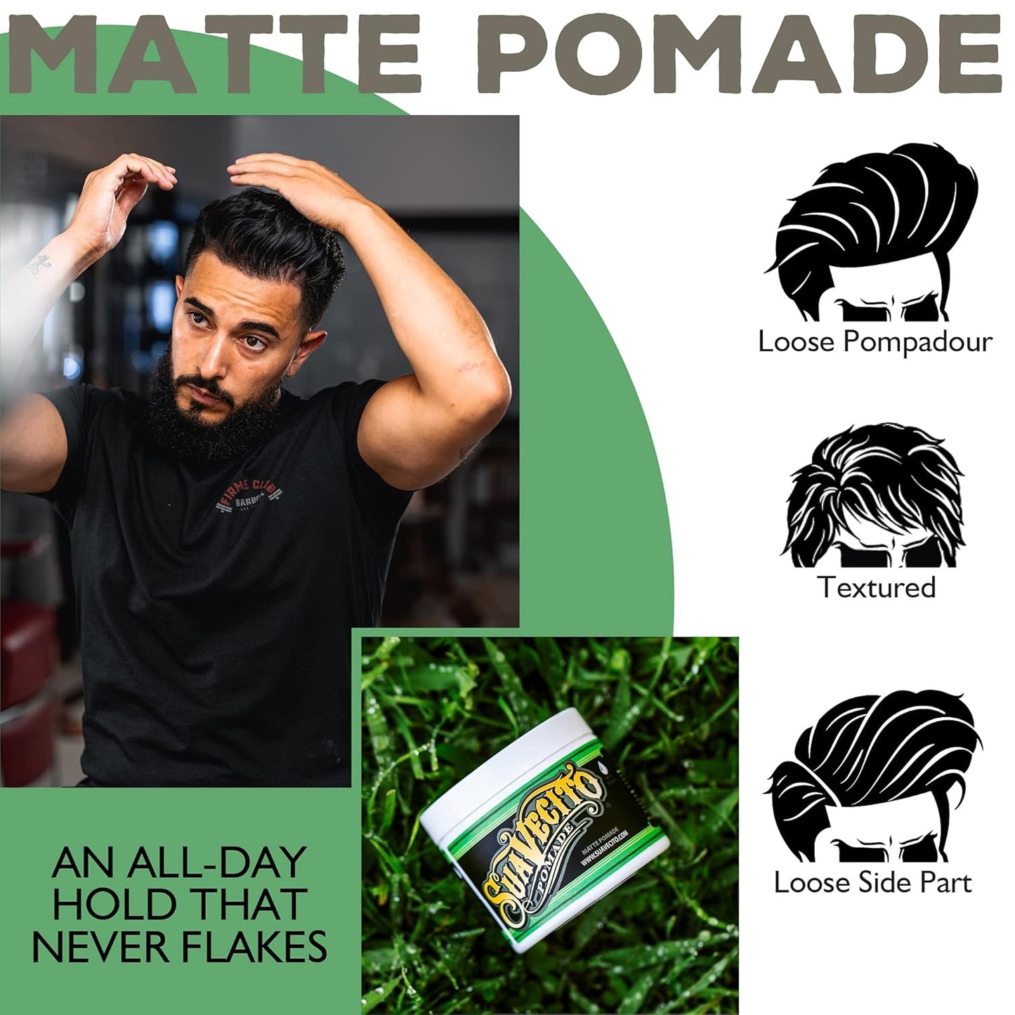 Suavecito Pomade - Matte Hair Paste for Men | Shine-Free Formula, Medium Hold, 5 oz