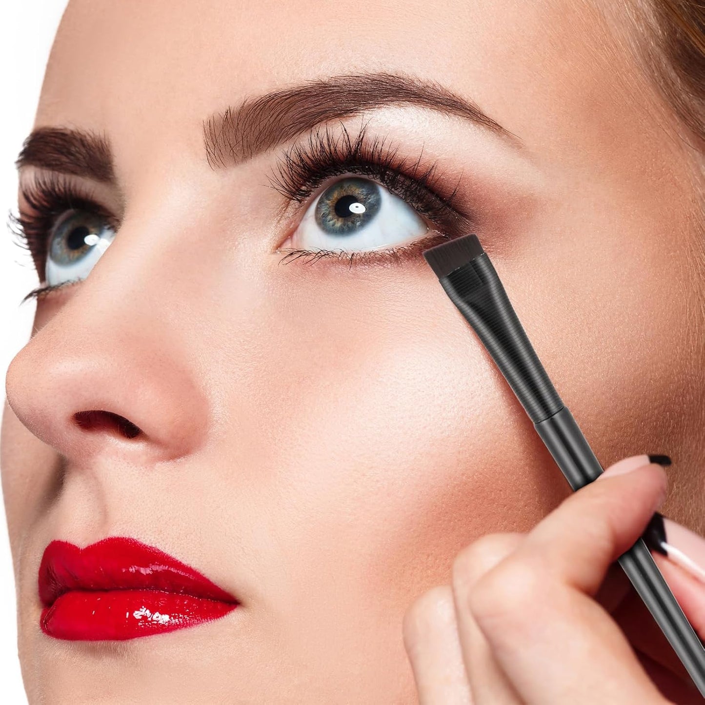 Skiennix 12 Pack Angled Eyeliner Brush Set - Ultra Thin Eyebrow Brushes for Precise Eye Makeup