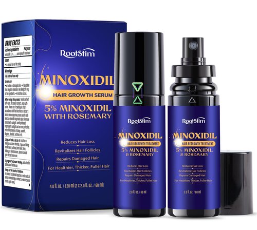 5% Minoxidil Hair Growth for Men and Women: 2-Pack Extra Strength Minoxidil Hair Loss Treatment Serum with Rosemary for Faster Stronger Thicker Hair Growth - 60ML Each
