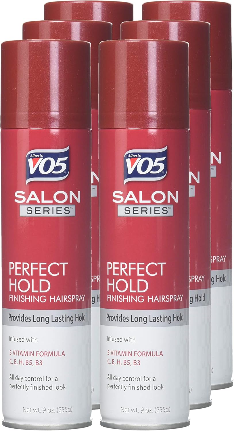 Vo5 Salon Series Hairspray - Perfect Hold, 9 Ounce | Pack of 6 for Long-Lasting Style