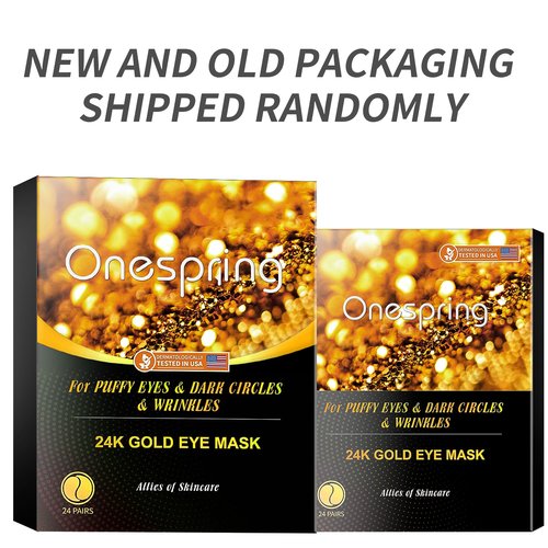 Onespring Under Eye Patches (24 Pairs) - Gifts for Women - Golden Under Eye Mask for Dark Circles, Puffiness & Wrinkles, Eye Gels Pads for Refreshing, Revitalizing - Bridesmaid Gifts