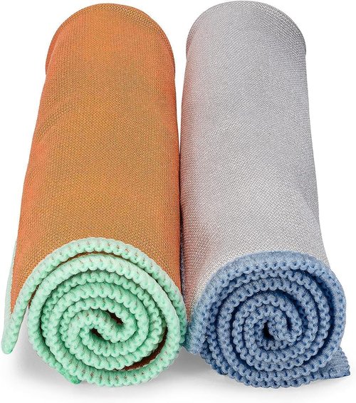 Full Circle Renew Collection Glass Cleaning Cloths - Eco-Friendly Recycled Microfiber, Set of 2 | Multicolor