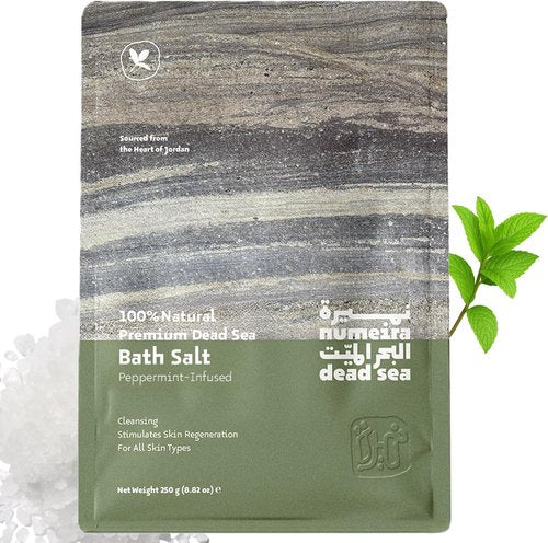 Dead Sea Salts - Relaxing Bath Soak for Body Rejuvenation with Peppermint Oil | 8.82 oz Natural Mineral Salts