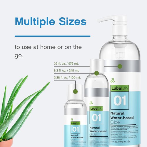 Lubelab Water-Based Personal Lubricant - Aloe & Vitamin E, Hypoallergenic, 8.3 Fl Oz | Natural Smooth Glide