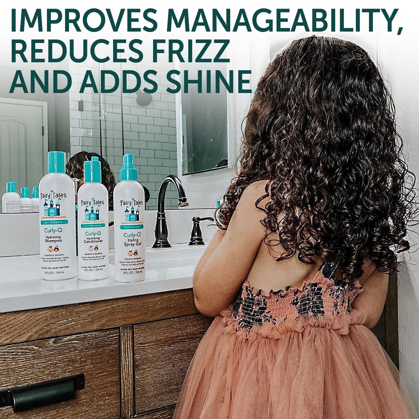 Fairy Tales Curly Q Kids Styling Spray Gel - Paraben & Sulfate Free, 8oz | Perfect for All Curl Types