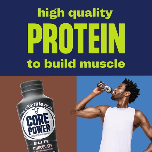 Core Power Elite High Protein Shake - Chocolate Flavor, 42g Protein, 14oz Bottle | 12 Pack
