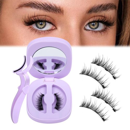 JIMIRE Magnetic Eyelashes Natural Look Soft Magnetic Half Lashes Reusable Comfortable Magnetic Half Eyelashes with Applicator No Glue No Eyeliner Needed Wispy Cat Eye Magnetic Lashes