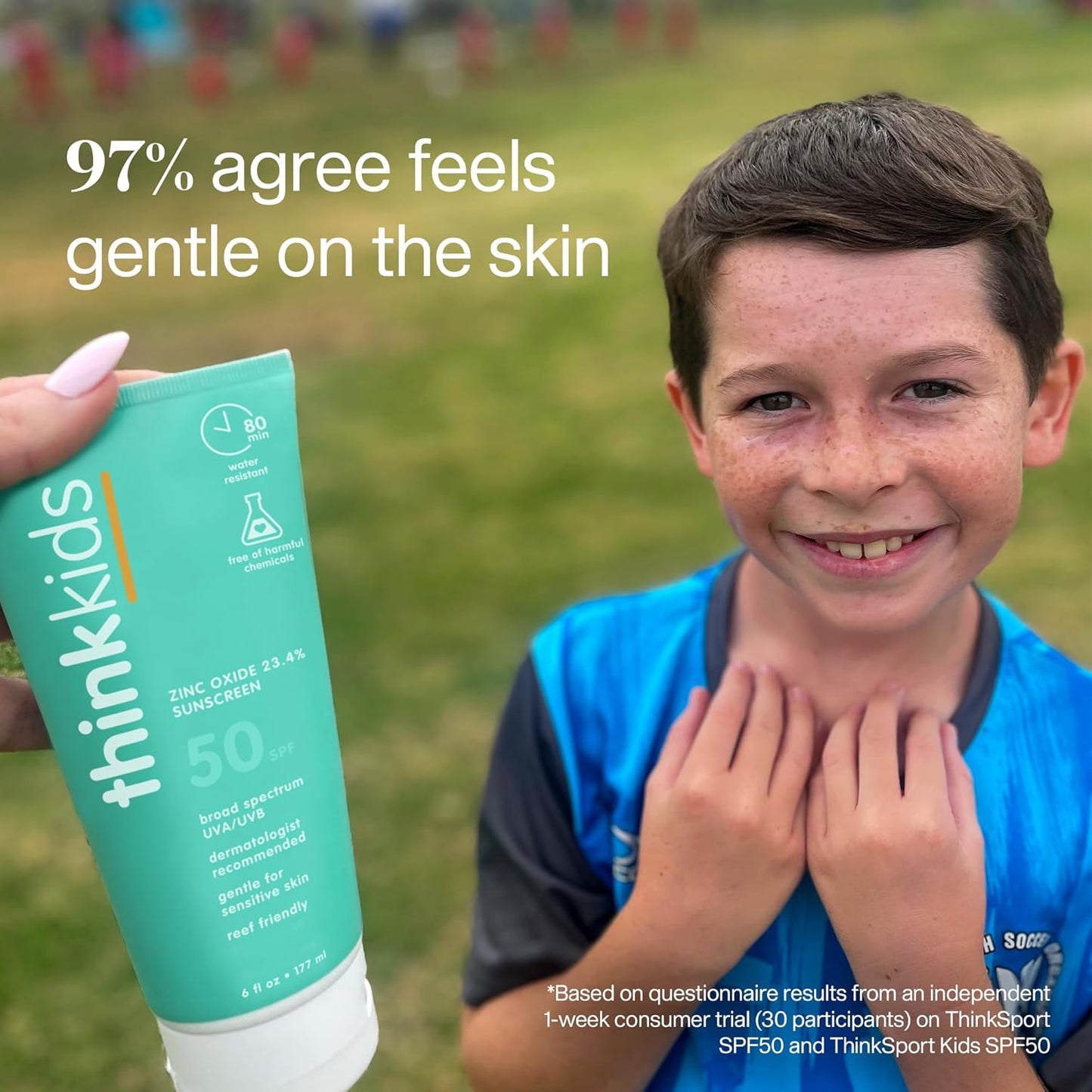 Thinkkids SPF 50+ Mineral Sunscreen - Safe & Natural Water-Resistant Sun Cream for Children - 6 Fl Oz