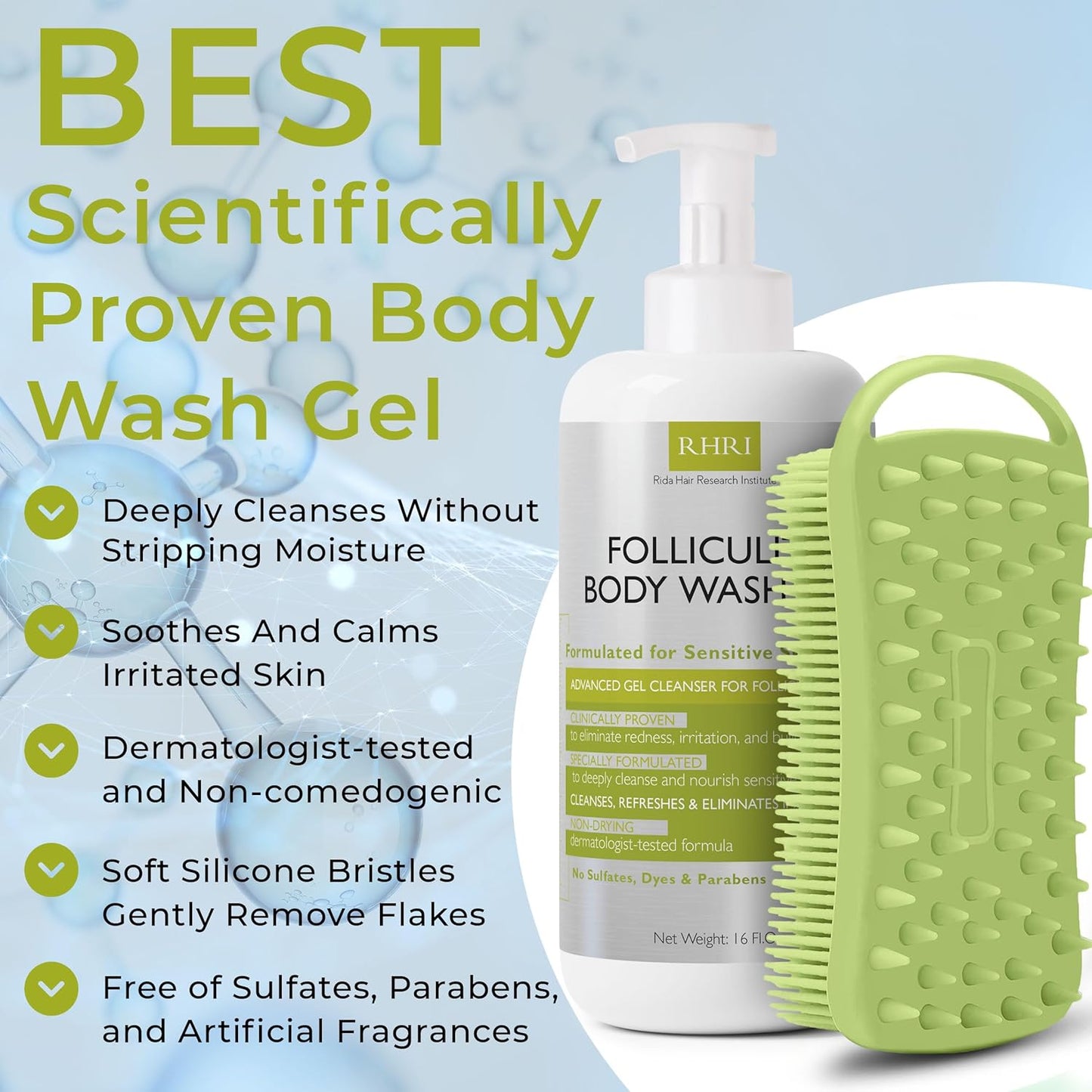 Folliculitis Treatment Body Wash - Gentle Gel Cleanser for Sensitive Skin | Reduces Redness & Irritation, No Sulfates or Parabens