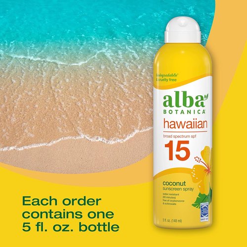 Alba Botanica Sunscreen Spray - Broad Spectrum SPF 15, Water Resistant & Biodegradable, 5 fl. oz.