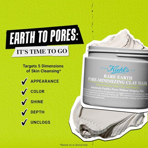 Kiehl's Rare Earth Pore Minimizer Face Mask - Oil Absorbing Formula with Bentonite & Clay | 4.2 fl oz