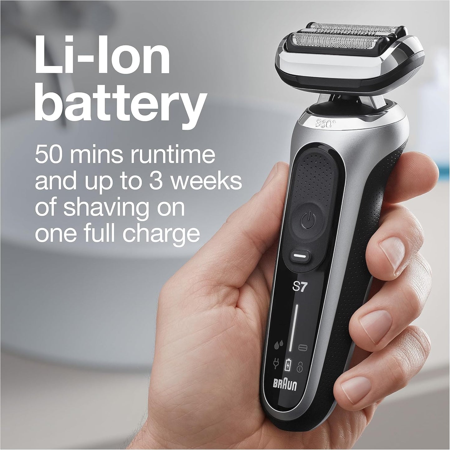 Braun Series 7 7032CS Electric Razor for Men - Wet & Dry Rechargeable Foil Shaver with Beard Trimmer | Silver