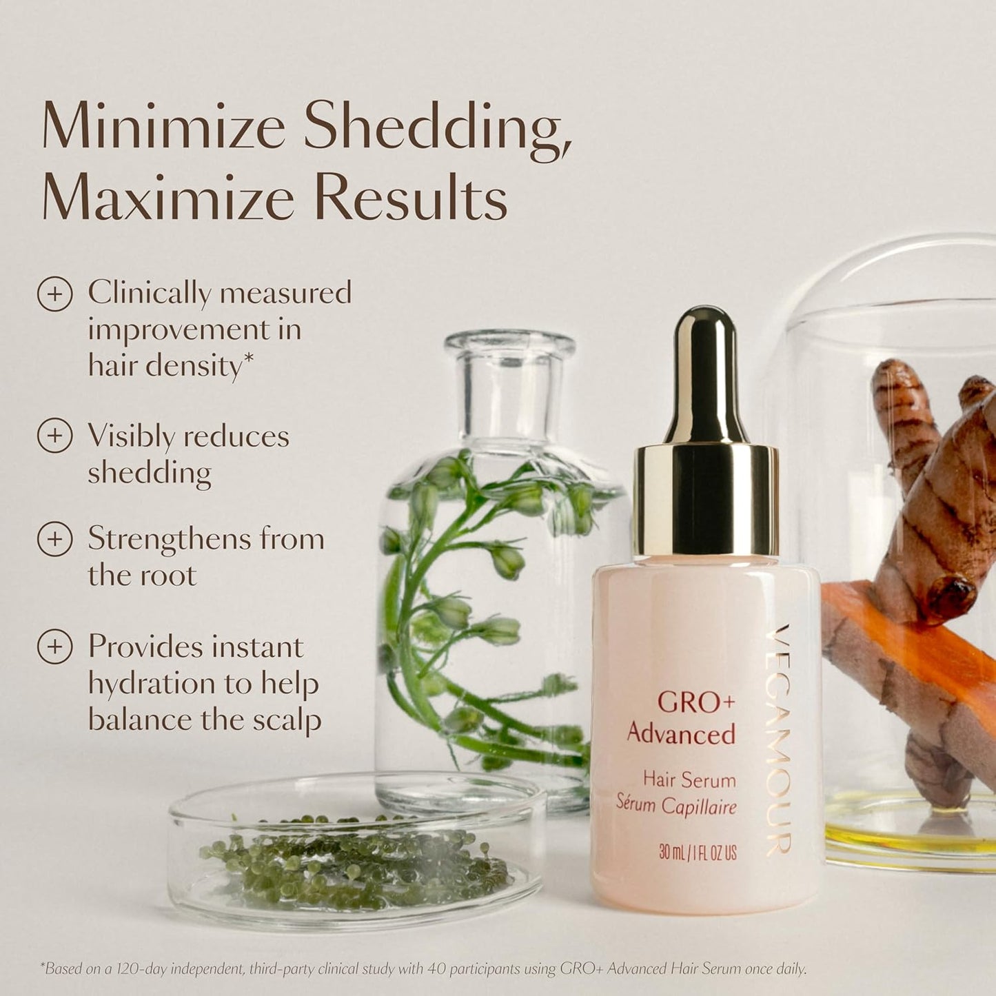 VEGAMOUR GRO+ Advanced Hair Serum - Boosts Hair Density & Reduces Shedding | Fragrance-Free, Vegan, Cruelty-Free