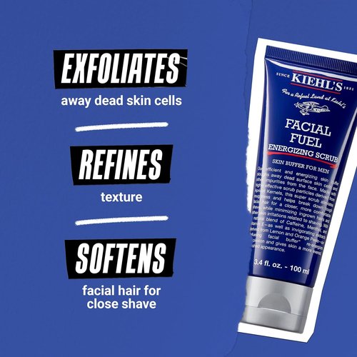 Kiehl's Facial Fuel Exfoliating Face Scrub - Men's Cleanser for Smooth Skin & Soft Facial Hair | Caffeine & Citrus Extracts
