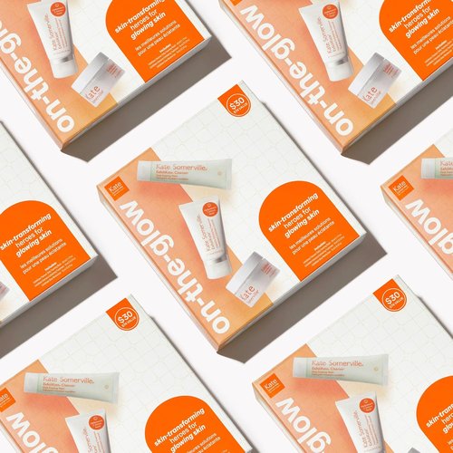 Kate Somerville On The Glow Kit - Travel-Size Skincare Set for Radiant Skin with ExfoliKate Cleanser & Moisturizer