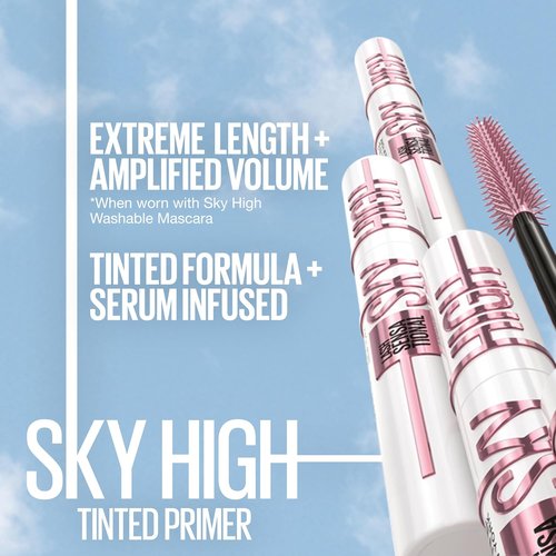 Maybelline Lash Sensational Sky High Mascara & Boosting Primer Bundle | Blackest Black & Soft Black
