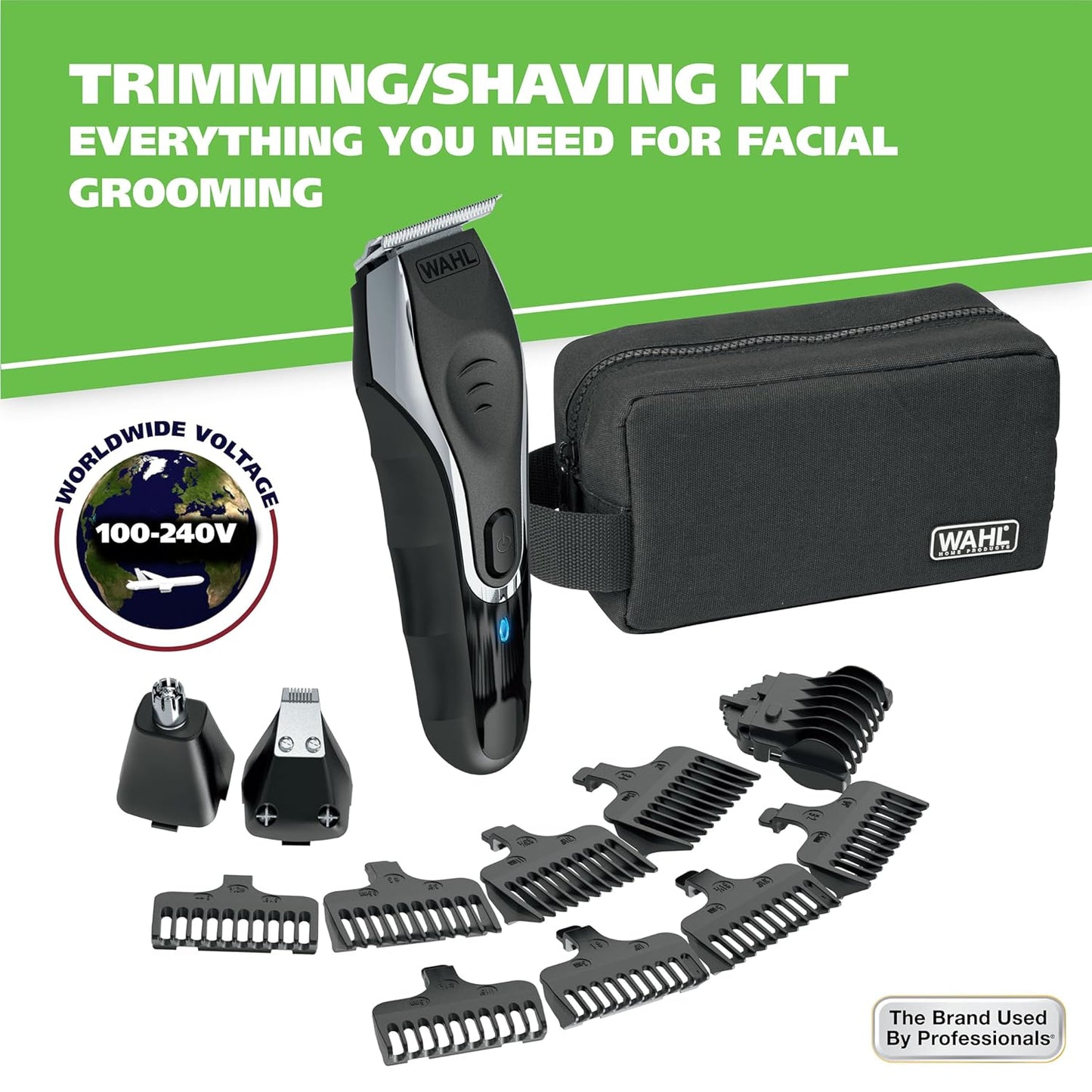 Wahl Aqua Blade® Deluxe Beard Trimmer - Rechargeable Wet/Dry Grooming with Interchangeable Heads | Model 9899-100